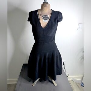 Shoshanna Black Pleated Knit Dress